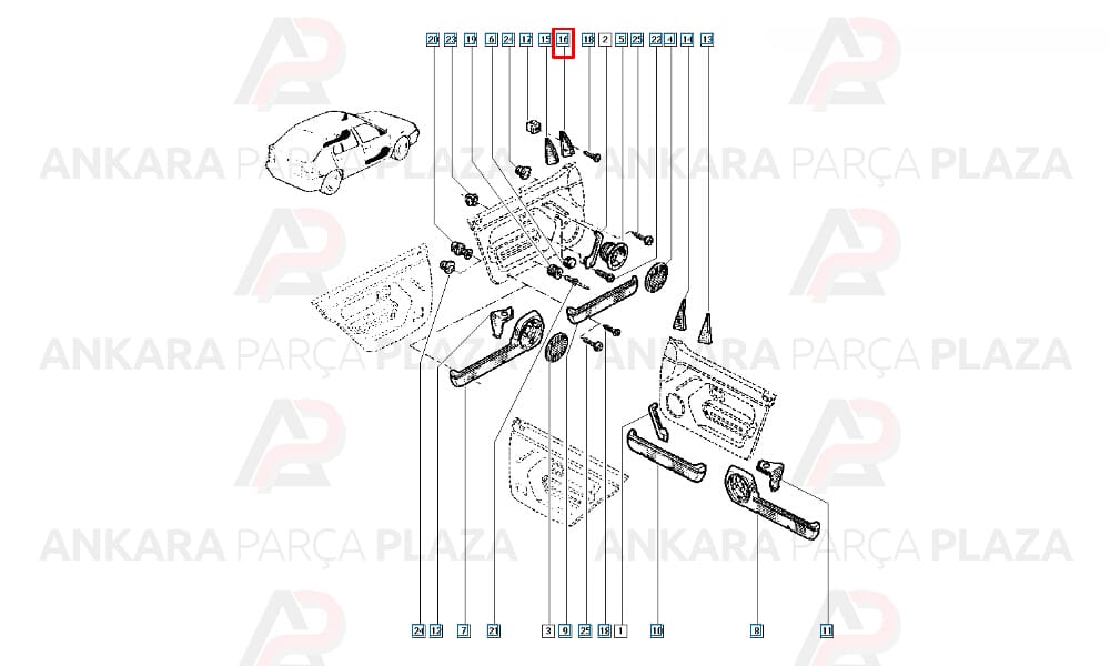 Renault 19 Yan Ayna İç Plastiği Sol Orijinal 7700783188