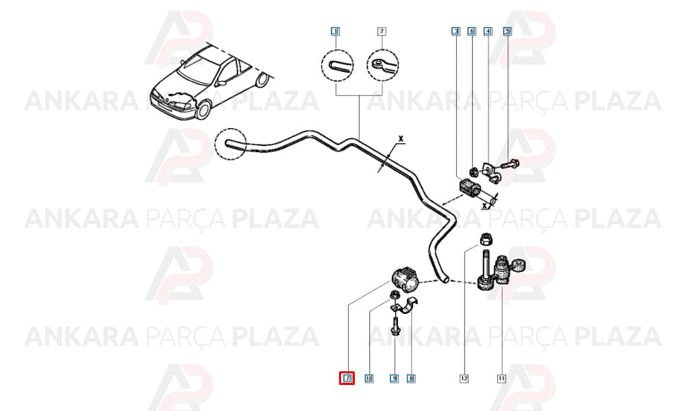Renault 9 - 11 - 21, Clio, Kangoo Viraj Demir Lastiği Uç Ön Sağ Sol Fkk