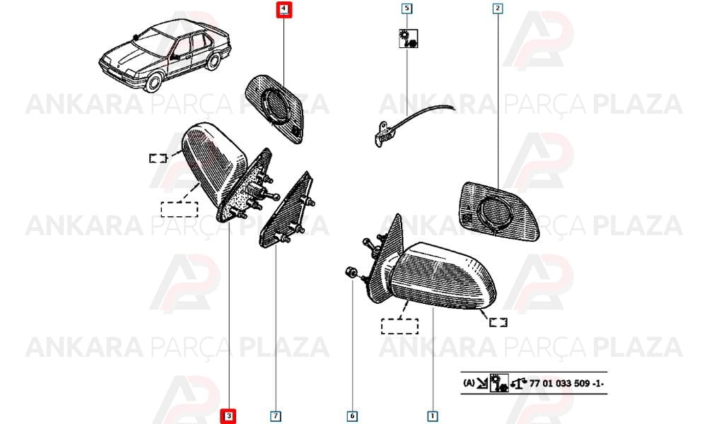 Renault 19 Yan Ayna Sağ Art