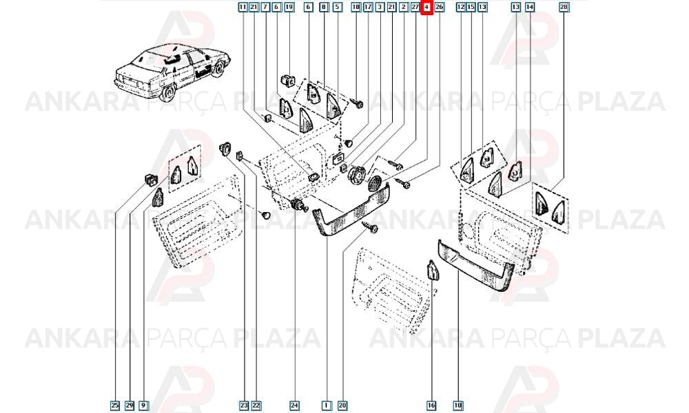 Hoparlör Kapağı Arka Renault 21 7700789774