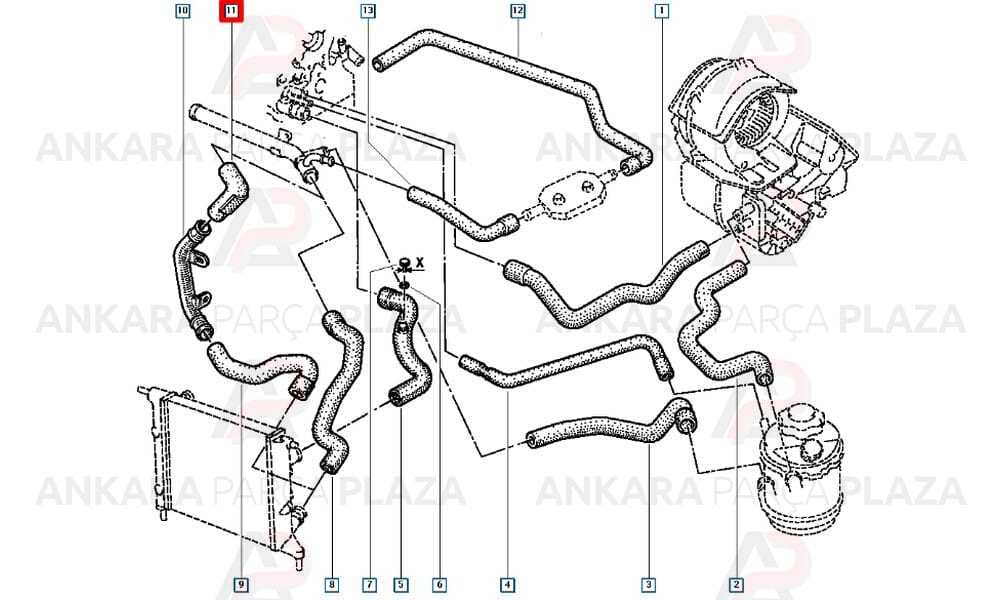 Radyatör Dirsek Hortumu Renault : 19, 9 1.4 Enj