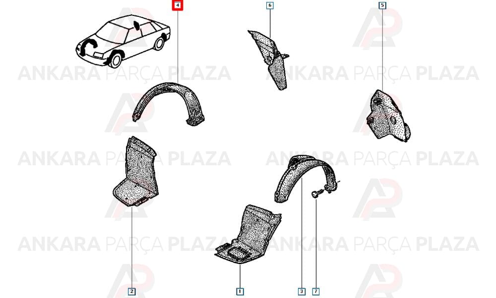 Clio Ön Çamurluk Davlumbazı Önün Arkası Sağ 1990 - 1995 Arası Meydan