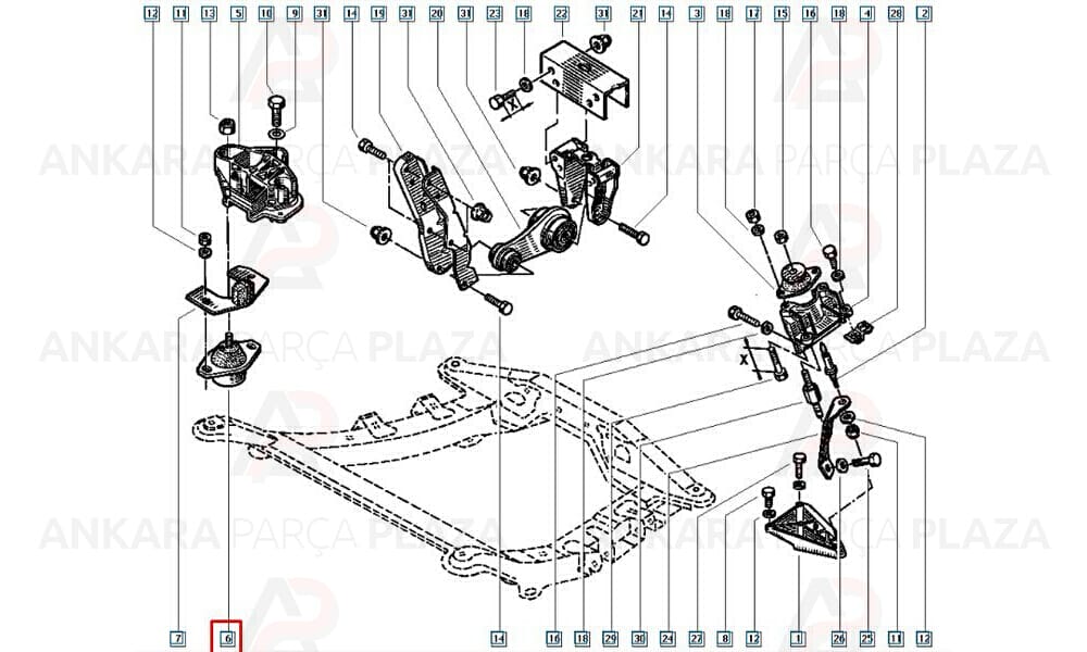 Motor Takozu Sağ Express Kangoo R19 1,9D Armut Tip