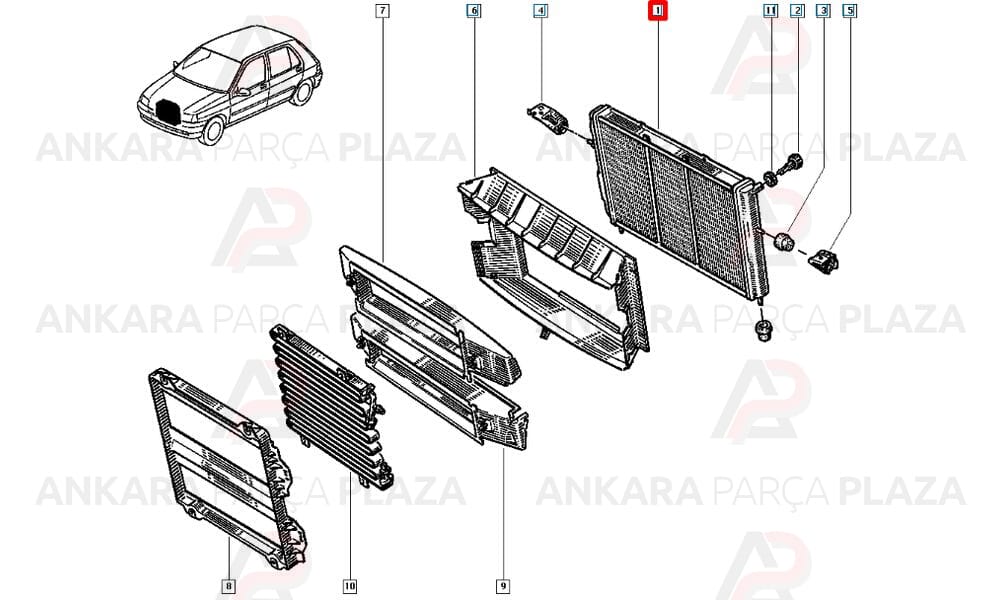 Su Radyatörü Clio 1.9 Tdı/Rn/Rl/Rt 97 98 Ac Al/Pl/Brz