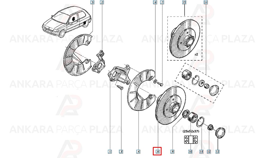 Renault R19, Clio, Megane Coupe Arka Fren Diski Bosch