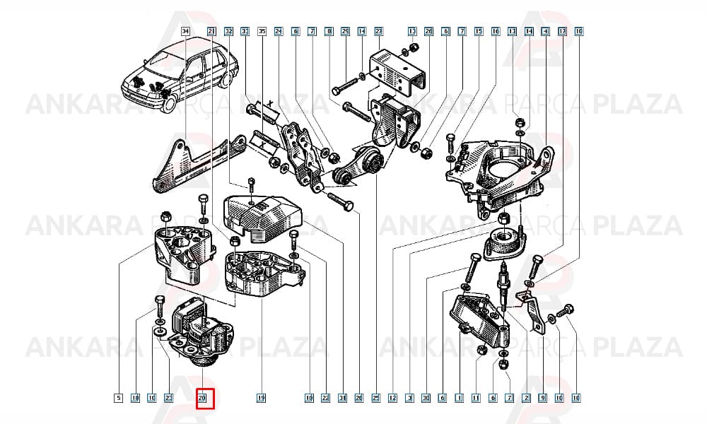 Motor Takozu Sağ Clio 1 Clio 2 Express Kangoo Megane