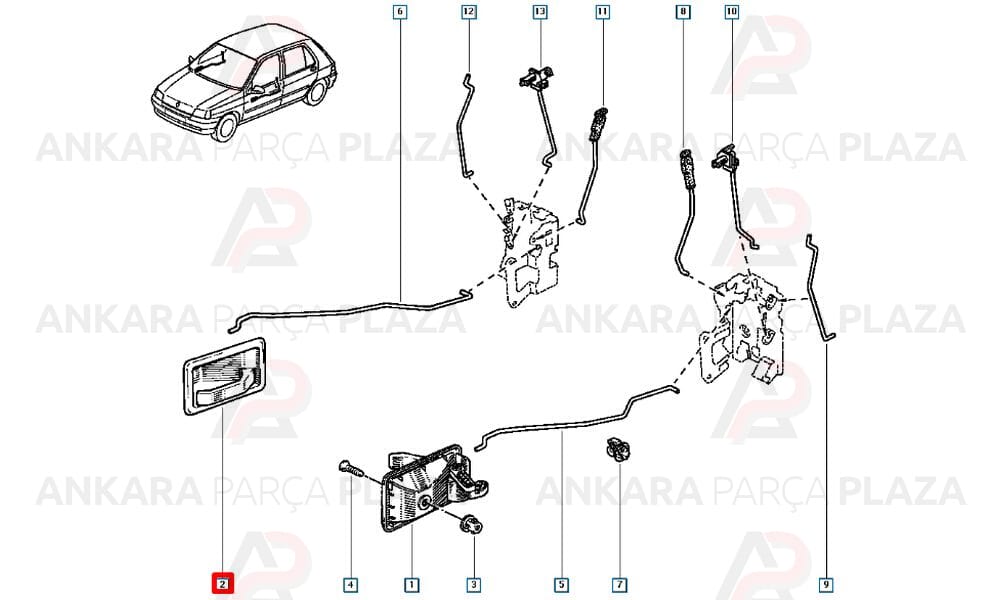 Kapı İç Açma Kolu Sağ Renault 19
