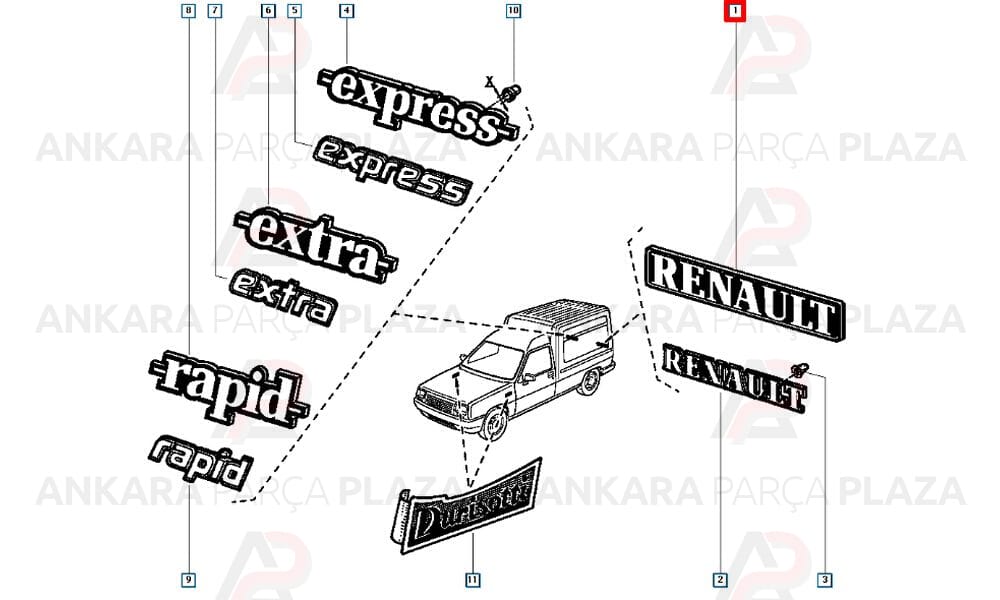Renault Express, Master, Trafic Monogram Orijinal 7700815570