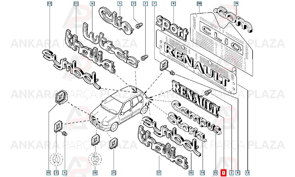 Renault 9, 19, Megane 1 Bagaj yazısı - Renault - Mtj