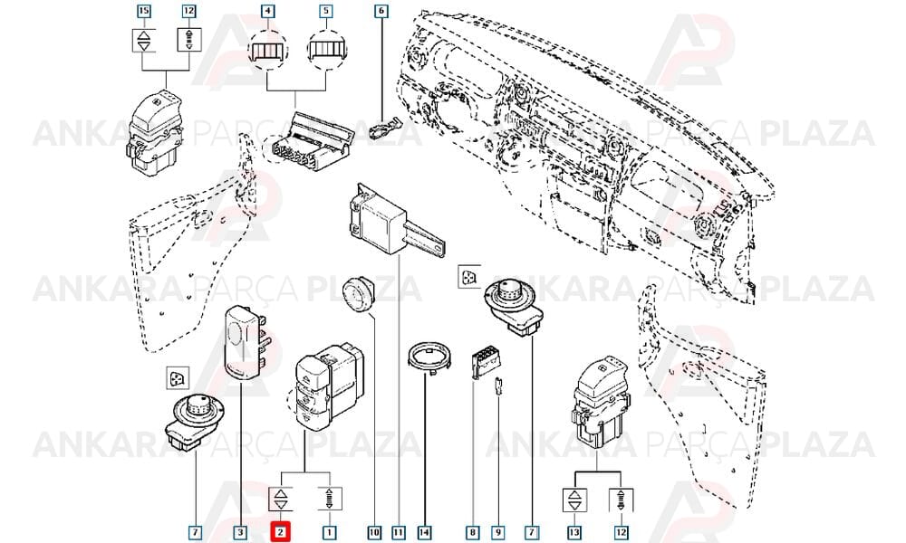 Renault 19 Sol Cam Açma Kapama Düğmesi Mcar