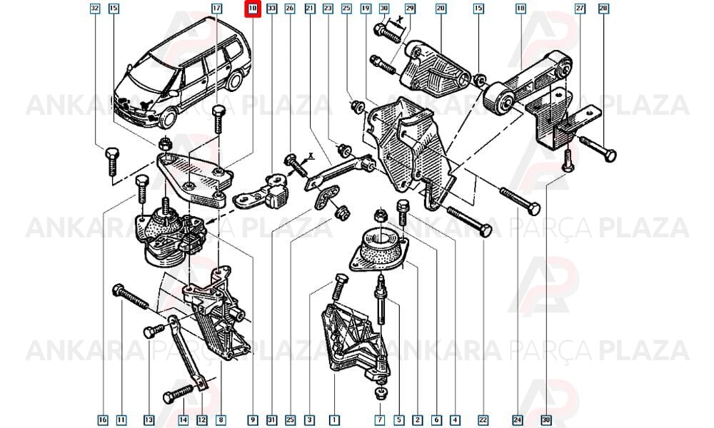 Motor Takozu Kulağı Ön Üst Sağ Laguna 1 7700817492