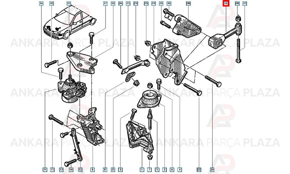 Motor Bağlantı Takozu Arka Renault Laguna 1 1.8 2.0 16V
