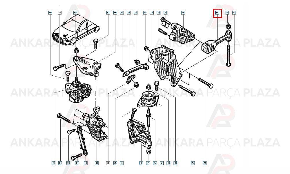 Motor Bağlantı Takozu Arka Alüminyum Renault : Laguna 1 1.8 16V 1996 - 2002