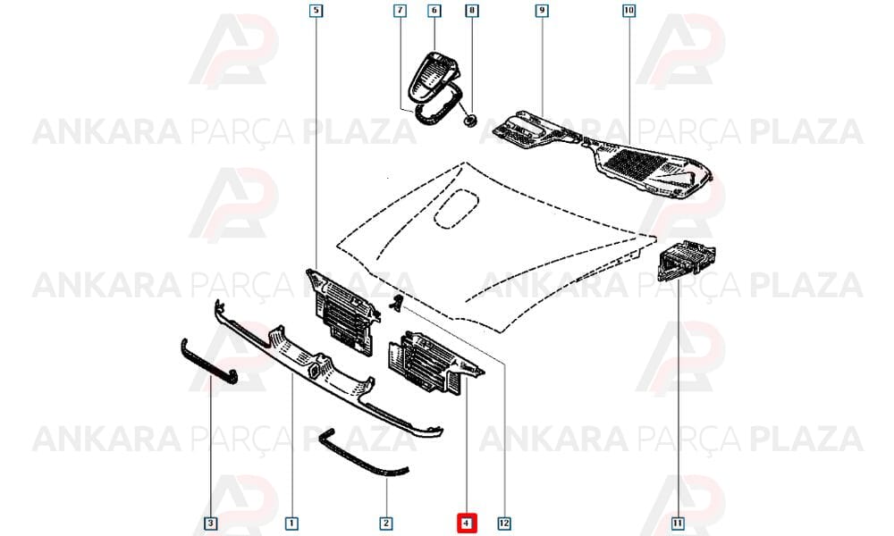 R19 Europa 92 - 01 Ön Panjur İç Petek Sol 7700819254