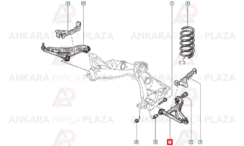 Twingo 99 - 00 Ön Alt Tabla Sol Rotilli Salıncak 7700820028