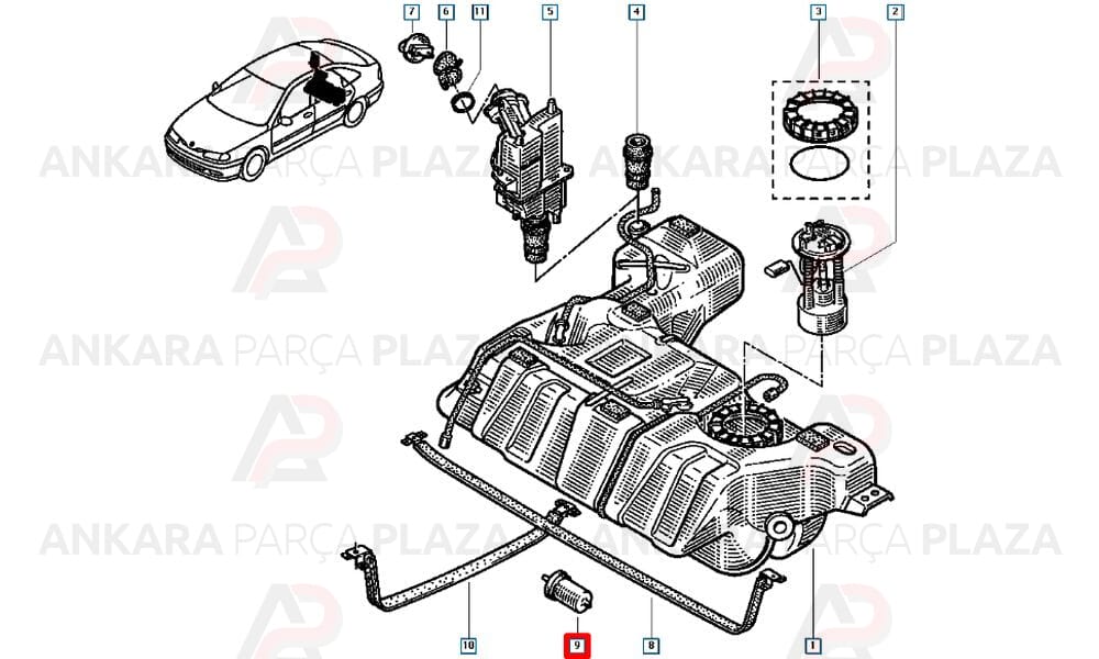 R9, Clio, Kangoo, Express, R19 E7J, K7M Benzin Filtresi Bosch