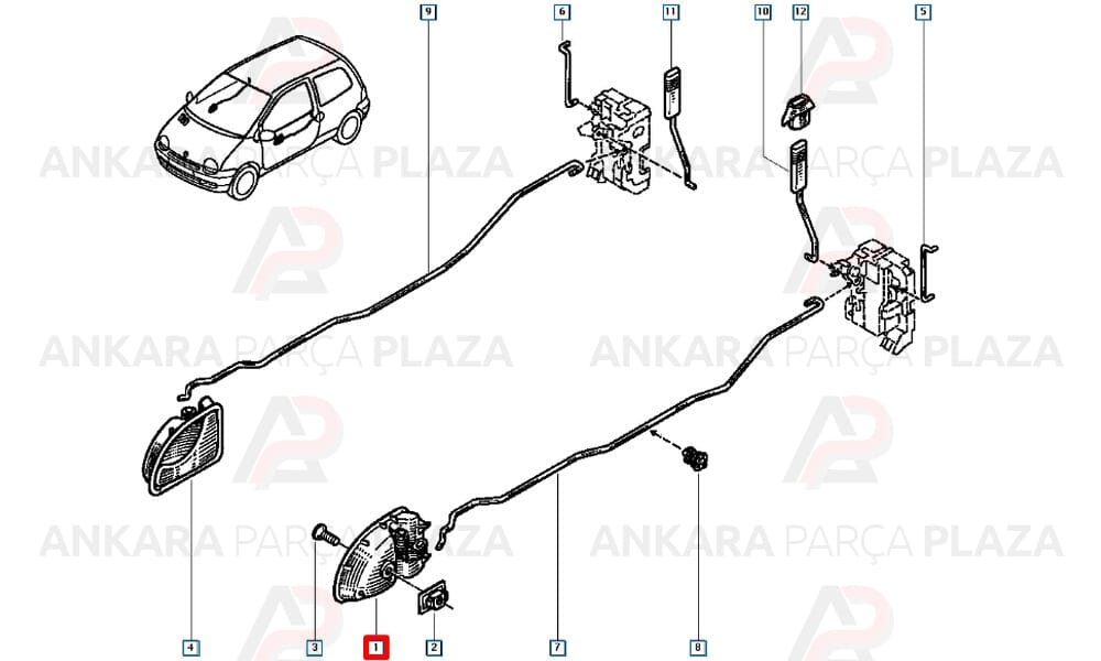 Twingo 93 - 98 Ön Kapı İç Açma Kolu Sol Siyah 7700820523