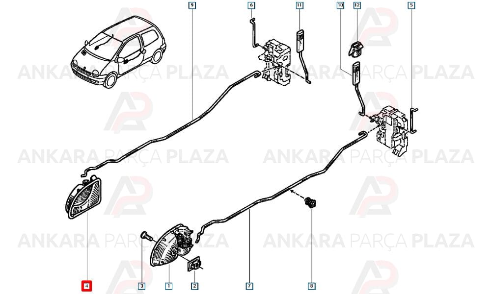 Twingo 93 - 98 Ön Kapı İç Açma Kolu Sağ Siyah 7700820524