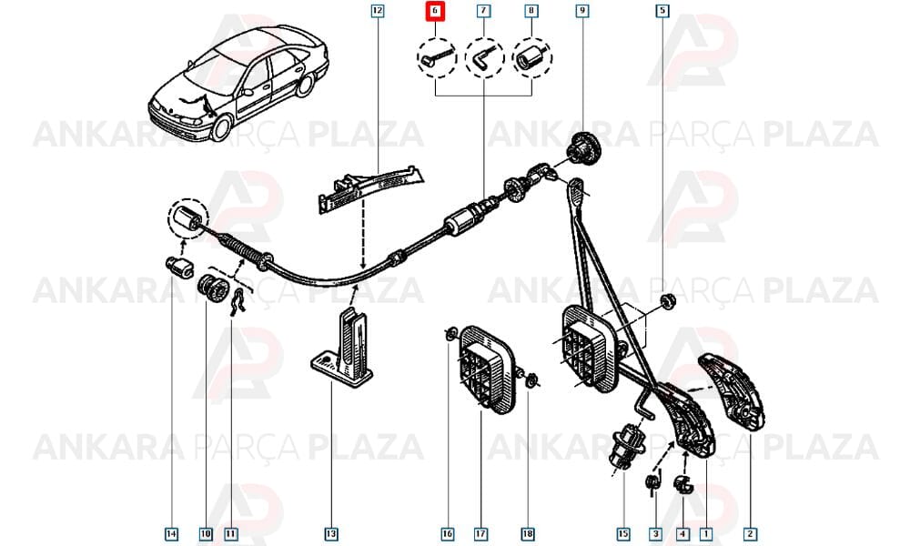 Laguna 2.0 8V F3R Kısa Tip Gaz Teli 7700825601