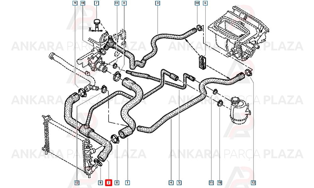 Radyatör Alt Hortumu Renault : Megane 1, Scenic 1 1.4 - 1.6