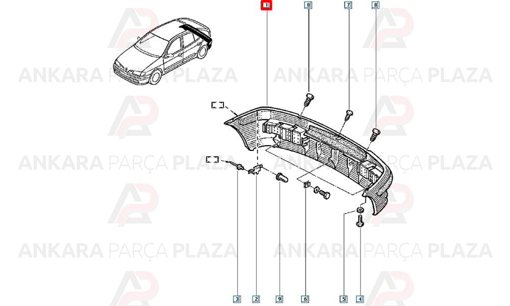 Megane 1 1995 - 1999 Arka Tampon Cabrio Tek Kapı Meydan
