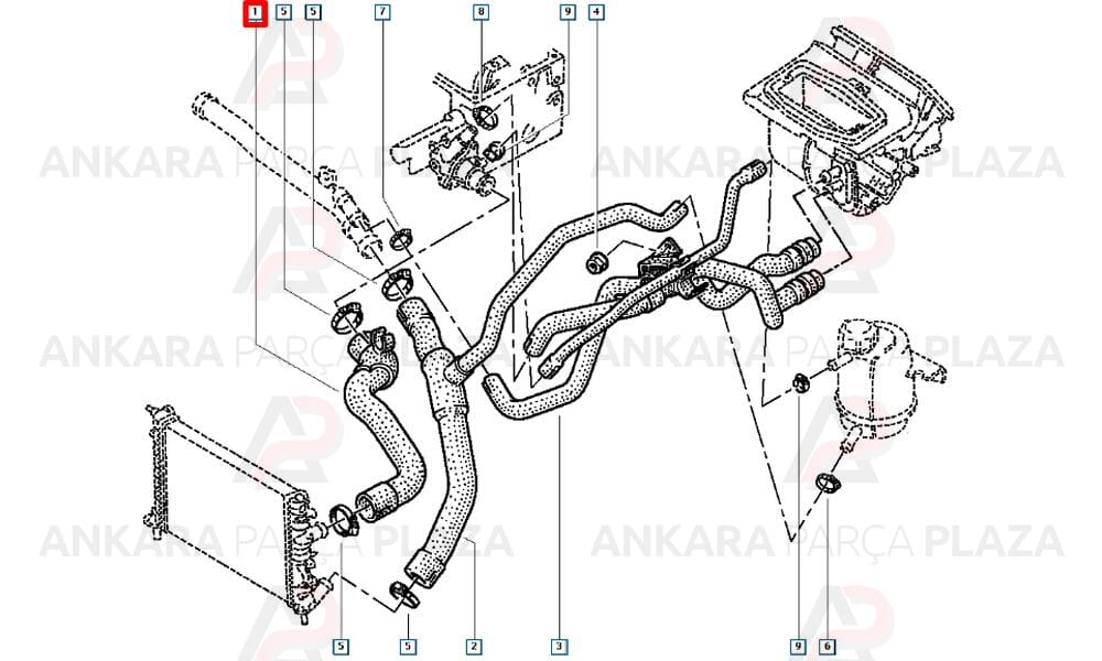 Radyatör Üst Hortumu Renault : Kangoo 2, Clio 2 1.4 - 1.6