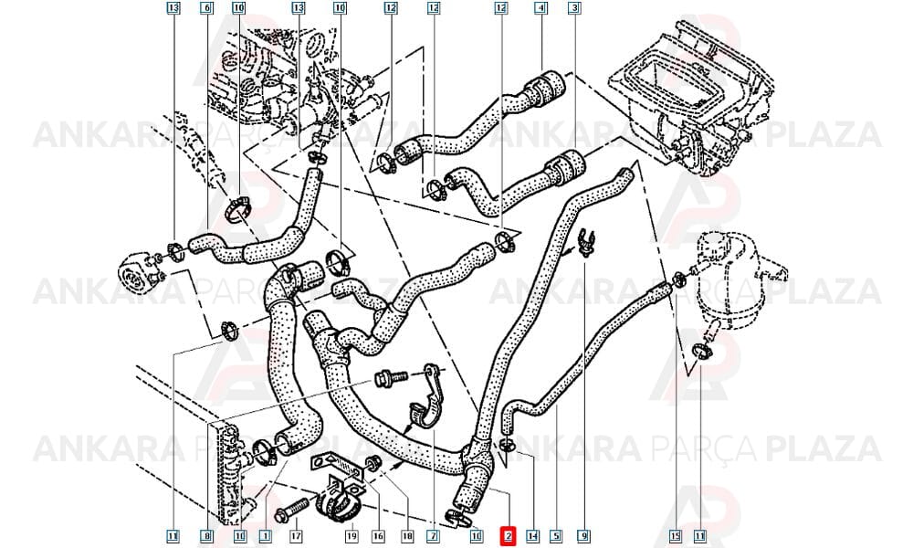 Radyatör Alt Hortumu Renault : Kangoo 1.9D Nac F8Q-