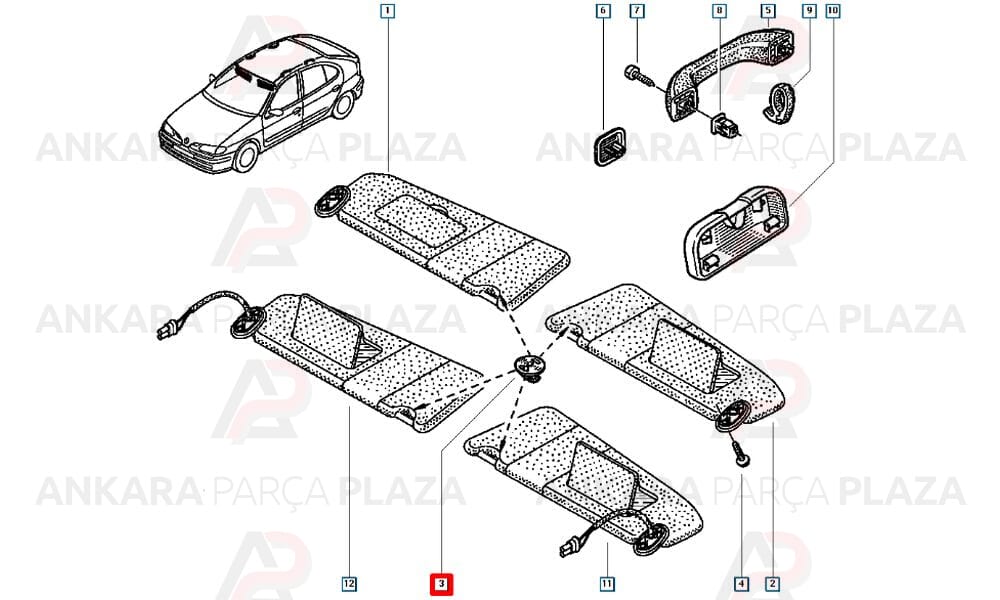 Güneşlik Dayanagı Megane 7700836159 7702255952