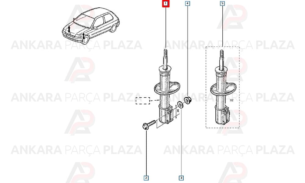 Ön Amortisör Renault Clio 1 1.2 - 1.4 - 1.7 - 1.8 - 1.9D 1990 - 1997