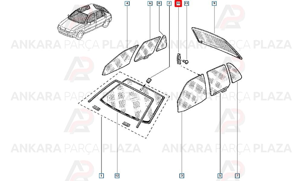 Renault 19 Kapı Cam Klipsi Tutma Tespit Parçası Dekar