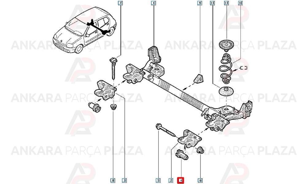 Torsiyon Takozu Arka Renault : Clio 1 1990> Tüm Motor Tipleri