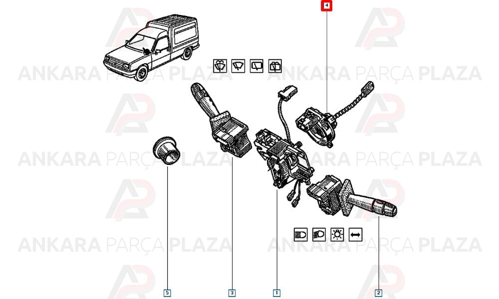 Direksiyon İç Airbag Sargi İkaz Kol Grubu Kangoo 1 Megane 1 7700840099