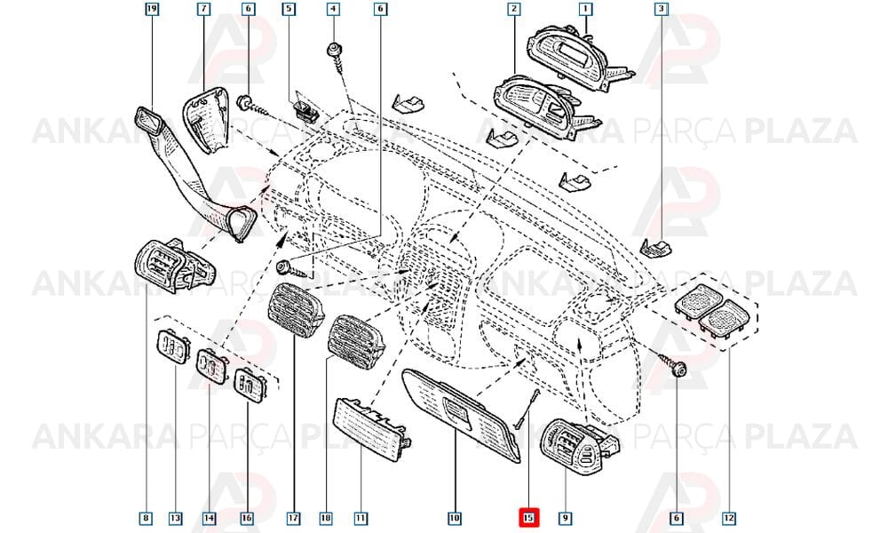Clio Megane Renault 11 Torpido Kapak Destek İpi Mtj