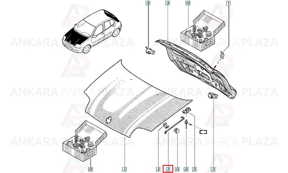 Motor Kaput Dayama Demiri Çubuğu Clio 2