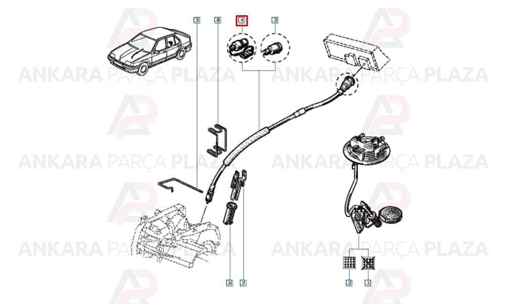 Kilometre Teli Halatı Renault R19 1.4 Enjektörlü 7700842634