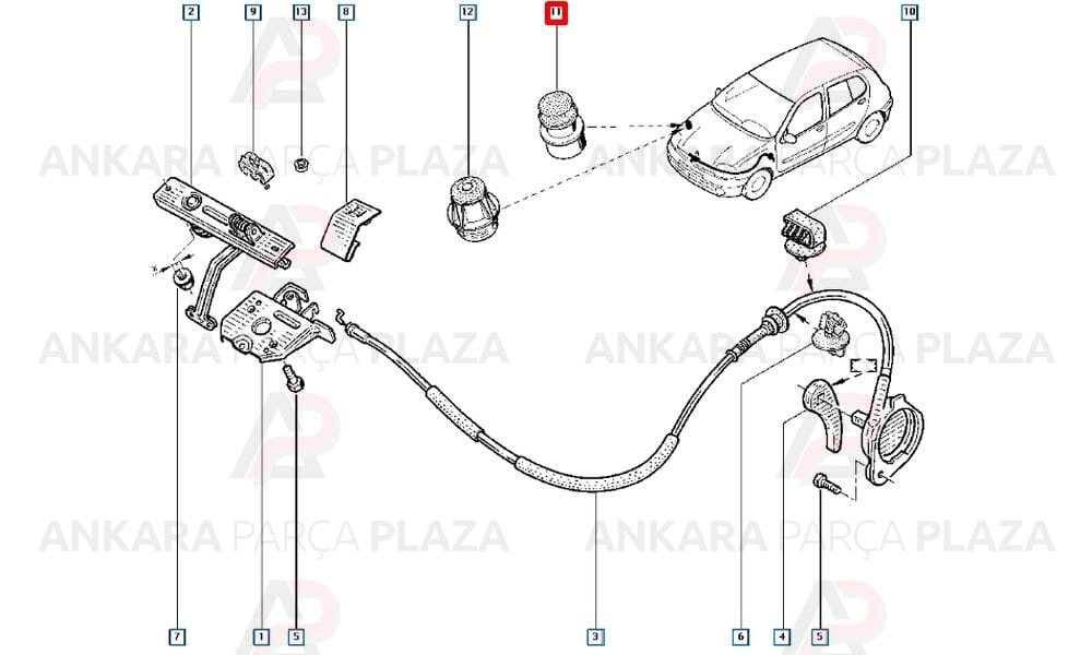 Motor Kaput Ayar Lastiği Takım Renault : Clio, Kangoo, Megane