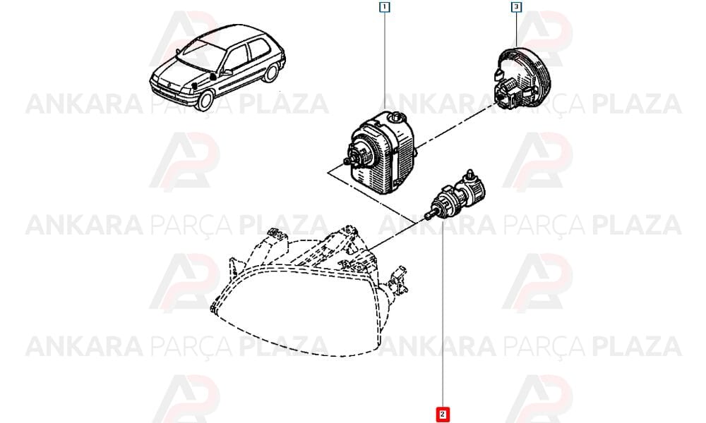 Clio Megane 1 Far Ayar Mekanizmasi Mekanik Tip Ayarlama 7700845739