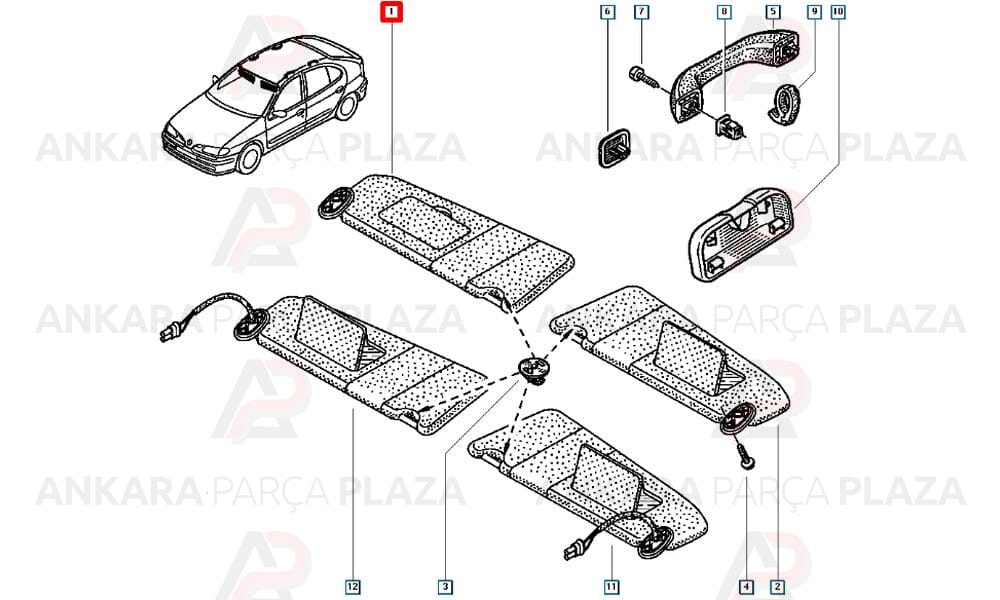 Güneşlik Sağ Megane 1 7700847430