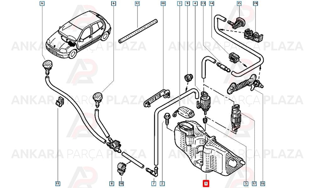 Renault Clio Hb 98 - 01 Ön Cam Su Bidonu - Deposu 7700847815
