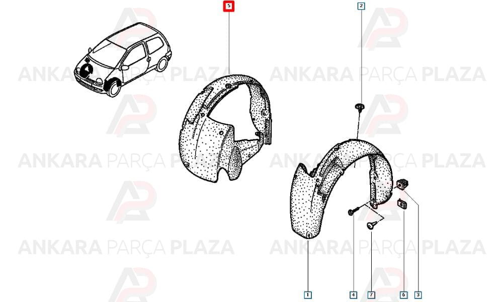 Twingo Ön Çamurluk Davlumbazı Sağ 1999 - 2001 Arası Meydan