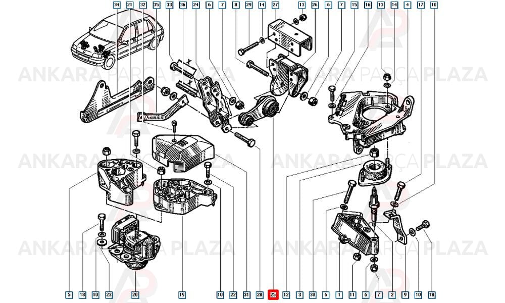 Motor Askı Takozu Arka Megane 1 Scenic 1 Kangoo