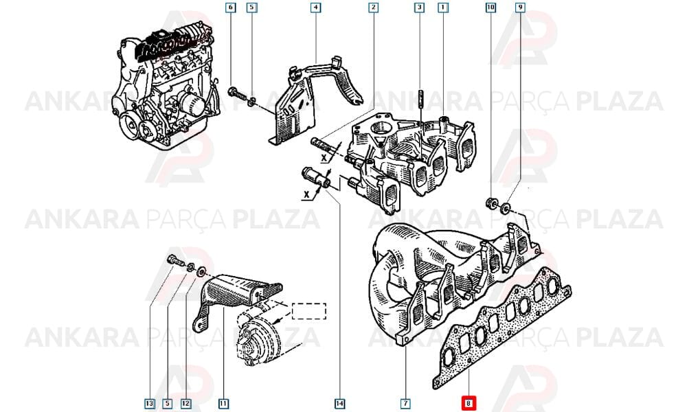 Megane 2.0 F3R Motor Laguna 1.8 F3P Egzoz Manifold Contası Sac Royal