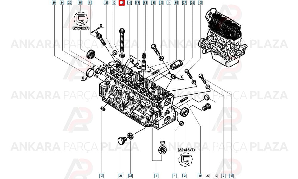 Silindir Kapak Saplaması Laguna 1 1.8/2.0 8V Kangoo Megane 1.9D F8Q 10 Adet