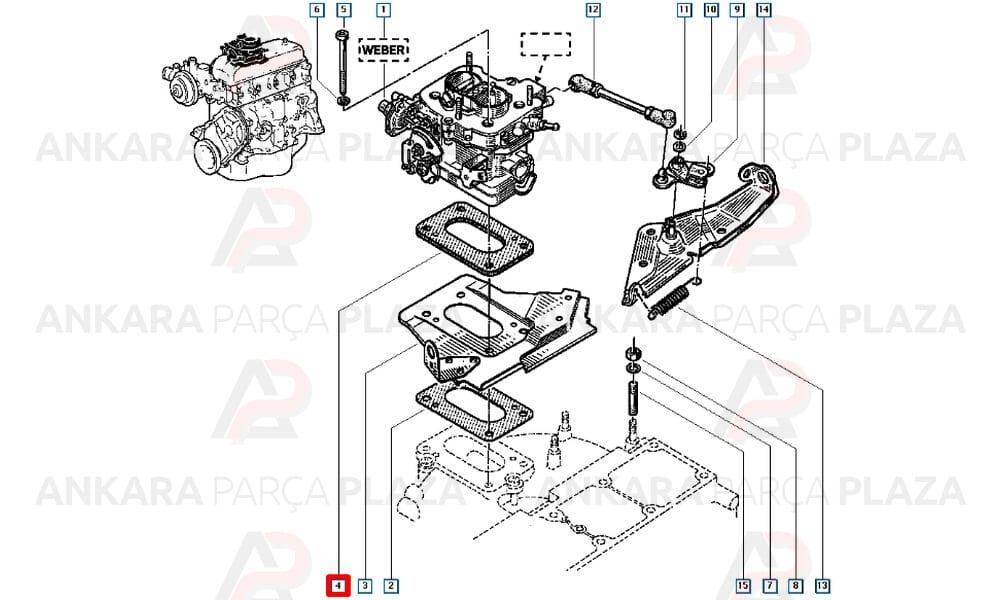 Karbüratör Alt Bakaliti Contalı Renault 9 Renault 11