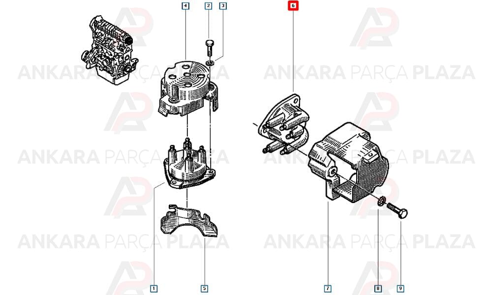 Distribütör Kapağı + Tevzi Makarası Renault Laguna 1.8 2.0 2001 >