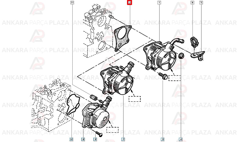 Laguna Megane 1.9Td F9Q Kauçuk Kaplı Metal Vakum Pompa Contası Oto Conta