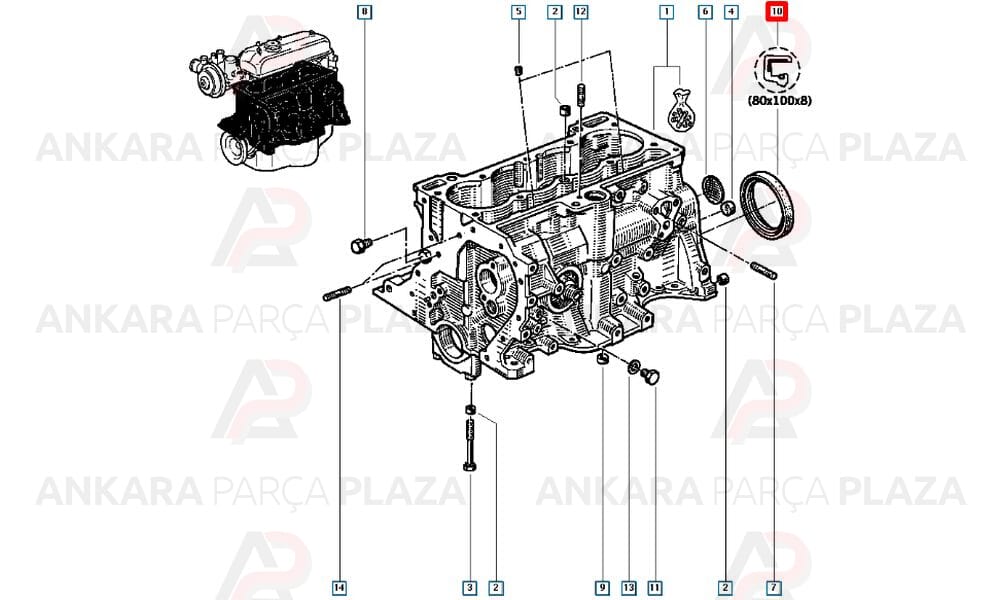 Krank Keçesi Arka R9 R11 R19 R12 Clio Megane Kng Twingo 80X100X8