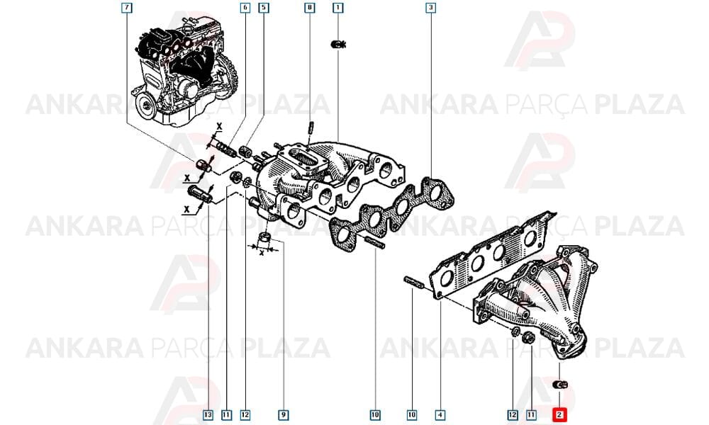 Renault 19 Clio Kangoo 1.4 Enjeksiyonlu E7J-700 Egzoz Manifoldu 7700859733