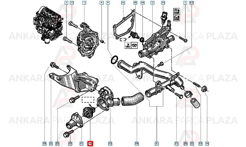 Laguna 2.2 Dizel Termostat 93 C 1996 - 2001 Vernet