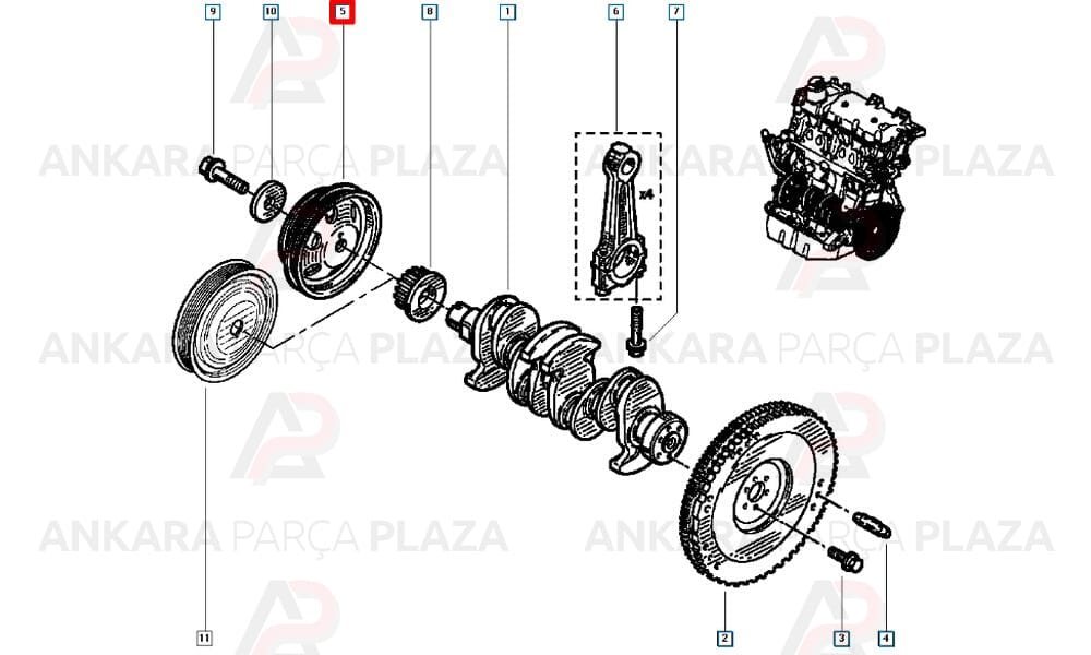 Krank Kasnağı Twingo 1.2 8V Klimalı D7F 7700870877